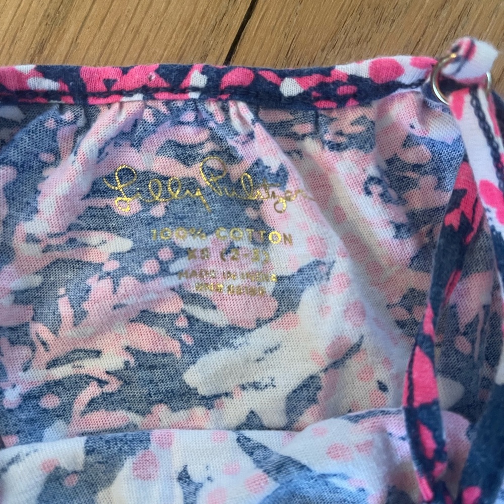Kids Pink and Blue Patterned Romper - Picture 2 of 2